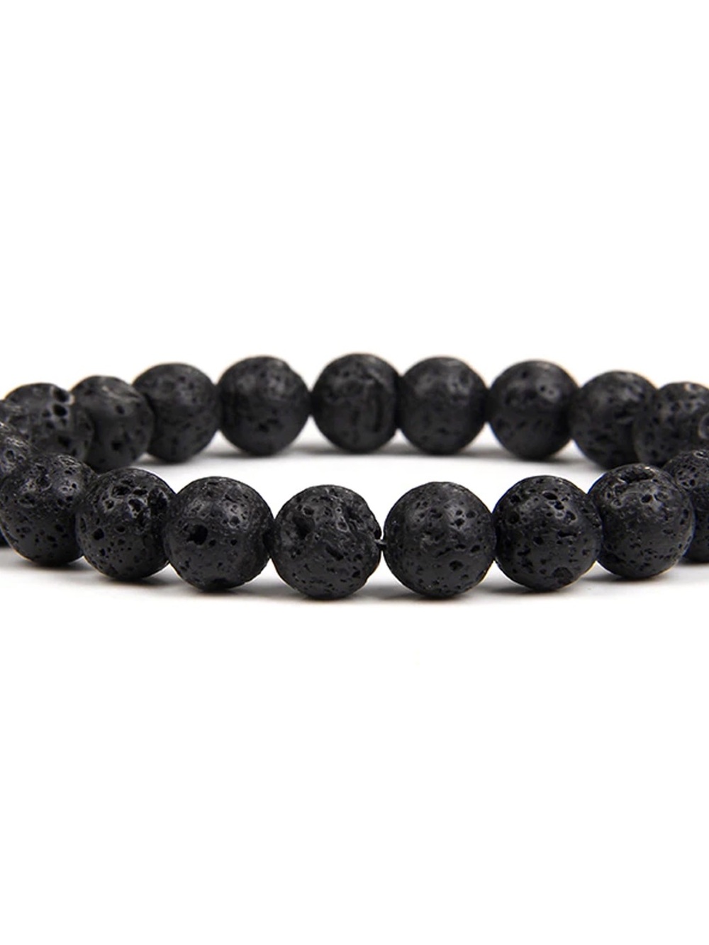 Black Lava Stone Beaded Bracelet - Men